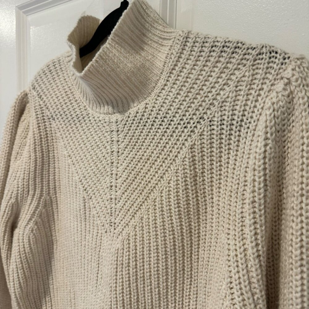 NWT‎ Rachel Zoe Cream Cotton Cable Knit Turtle Neck Sweater - Size Extra Large - Picture 2 of 9